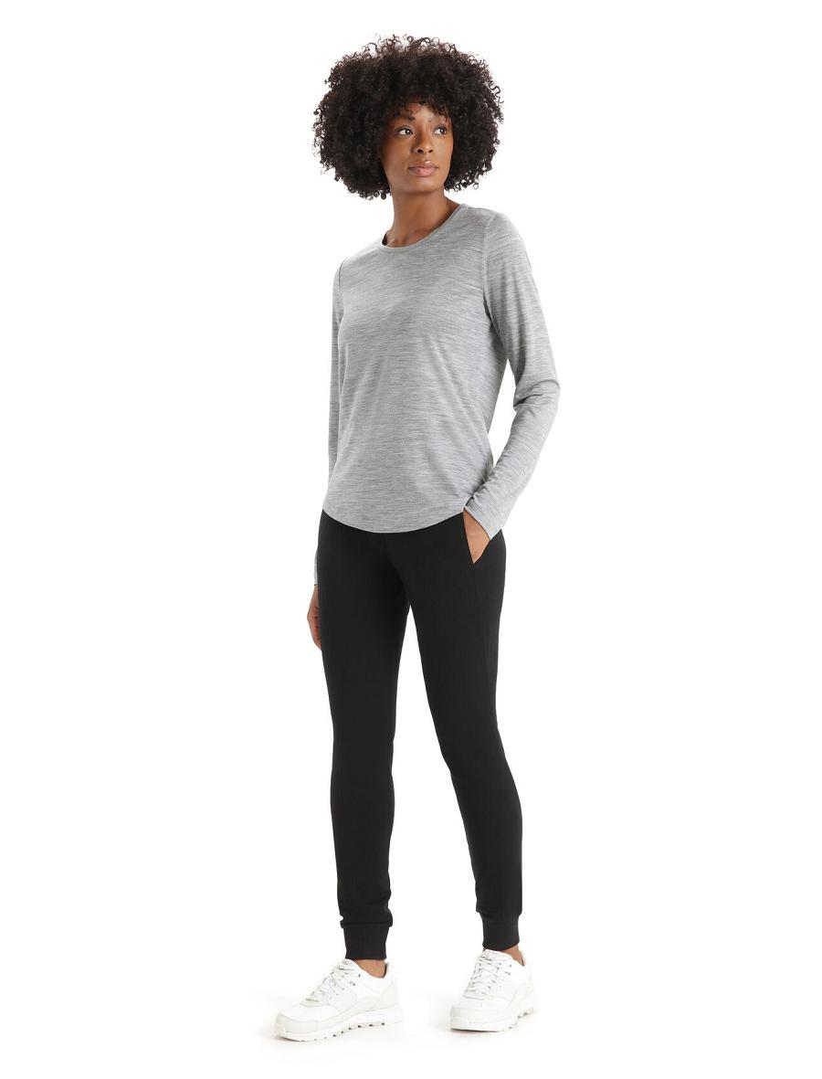 Women's Icebreaker Merino Sphere II T-Shirt Long Sleeve Metro Heather | CA 1304SGLO